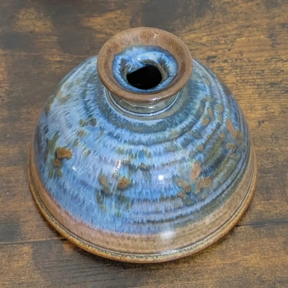 Sunset Canyon Pottery Bud Vase Aurora Blue Glaze Austin‎ TX Handmade 6
